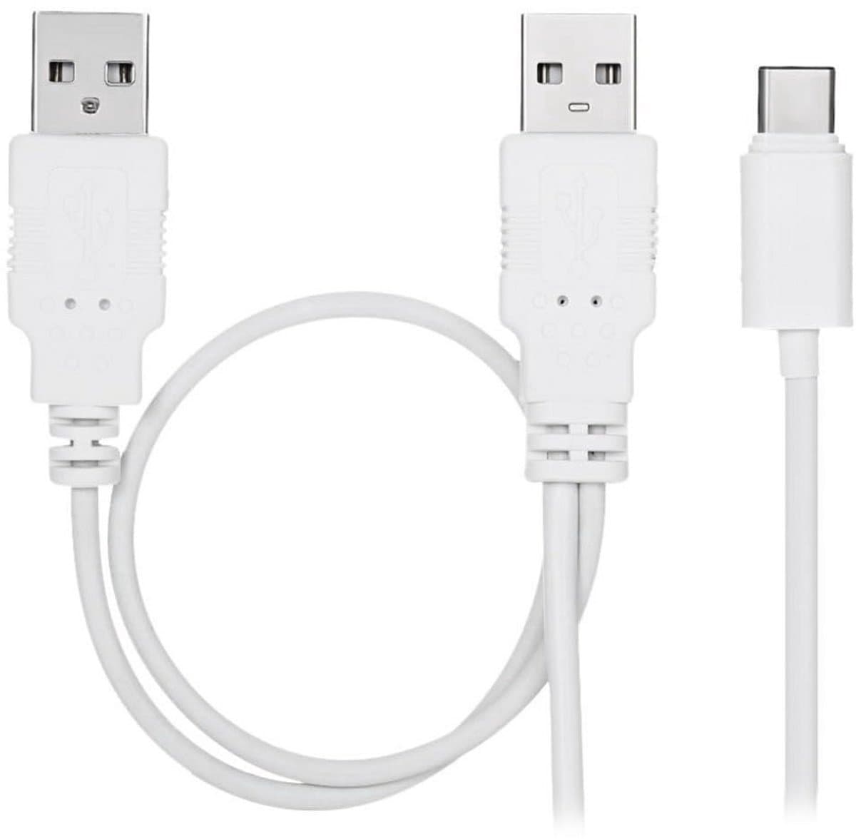 USB-C naar 2x USB-A Y-Kabel met Extra Stroomvoorziening voor Externe Harde Schijf en Mobiele Apparaten — afbeelding 1