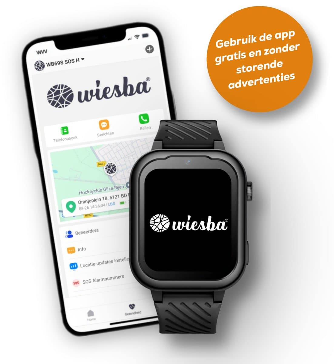 Wiesba WB39 - smartwatch kinderen - gps horloge kind - kinderhorloge bellen - gps tracker kinderhorloge - kinderhorloge met gps - kinderhorloge — afbeelding 1