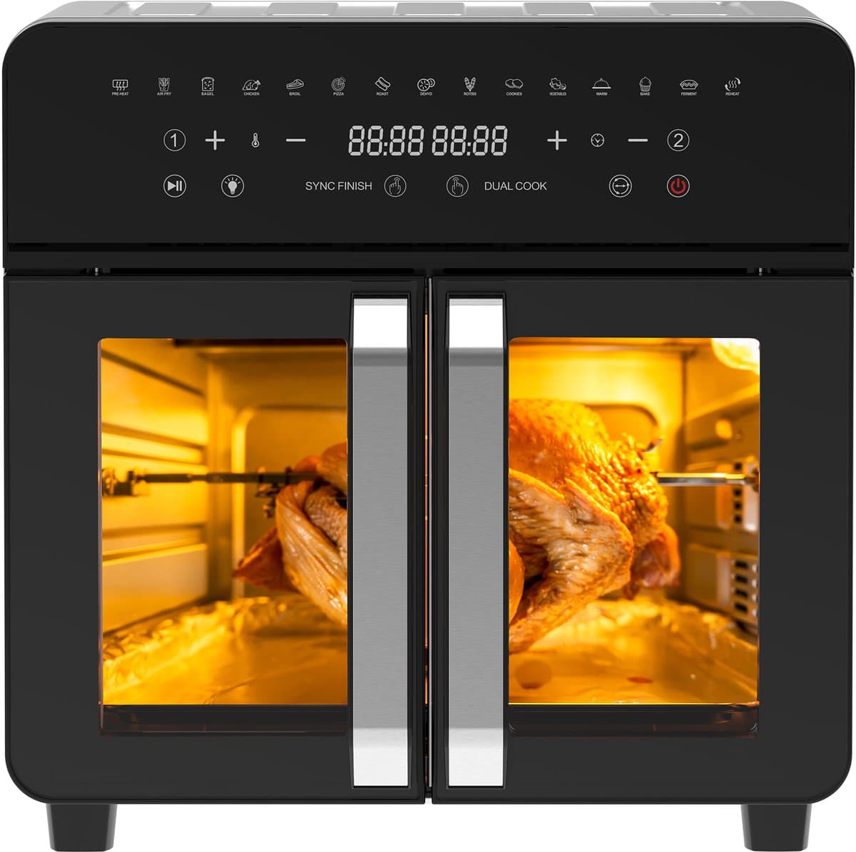 Dewelling AFTO-2301DT - 23L XXL Two Zone Airfryer met verwijderbare tussenschot - 2200W Heteluchtfriteuse met Franse Deuren - 12 accessoires - 15 programma's — afbeelding 1