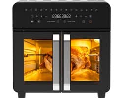 Dewelling AFTO-2301DT - 23L XXL Two Zone Airfryer met verwijderbare tussenschot - 2200W Heteluchtfriteuse met Franse Deuren - 12 accessoires - 15 programma's