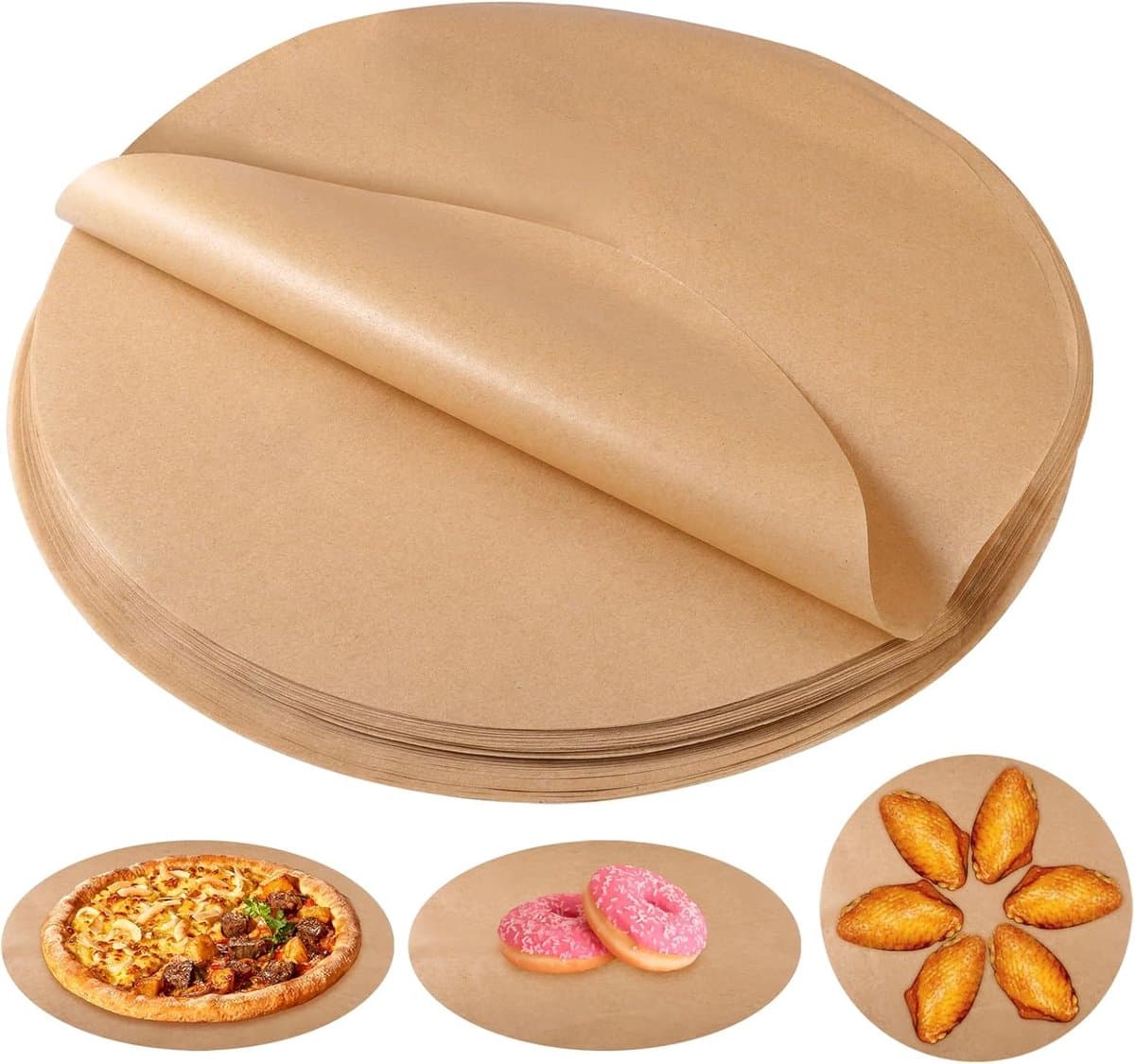 100 Sheets Diameter 30cm Round Air Fryer Baking Paper - Non-Stick - Heat Resistant voor Pizza Oven — afbeelding 1