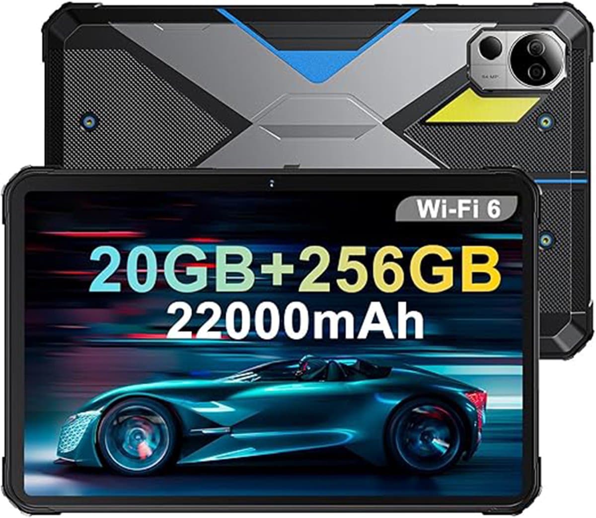 FOSSiBOT DT2 robuuste tablet, Android 13, 4G Dual SIM, 10,4'' 1200x2000 IPS-scherm, MTK Helio G99 Octa Core 2,0 GHz, 12 GB RAM 256 GB ROM, WiFi6 Bluetooth5.0, 64 MP + 32 MP camera, 22000 mAh 66 W snelladen, LED-flitser, water-/stof-/schokbestendig — afbeelding 1