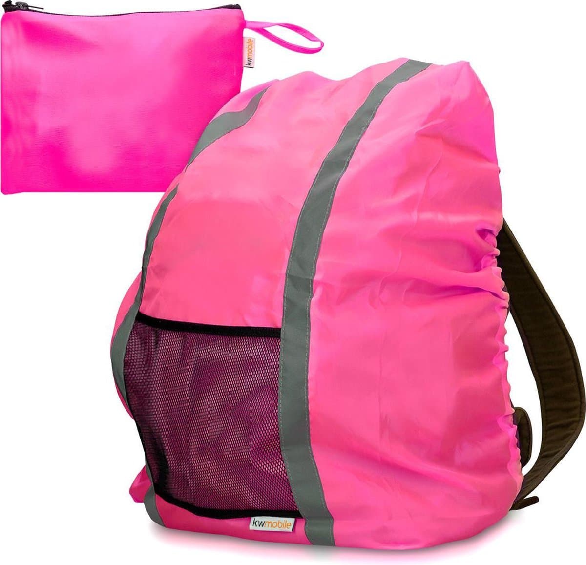 kwmobile regenhoes voor je rugzak - Waterdichte bescherming voor schooltassen - Regenhoesset met reflecterende strepen — afbeelding 1