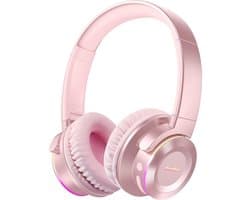 Koptelefoon voor kinderen en tieners | B9 |draadloos | bluetooth | touch |roze | led accenten