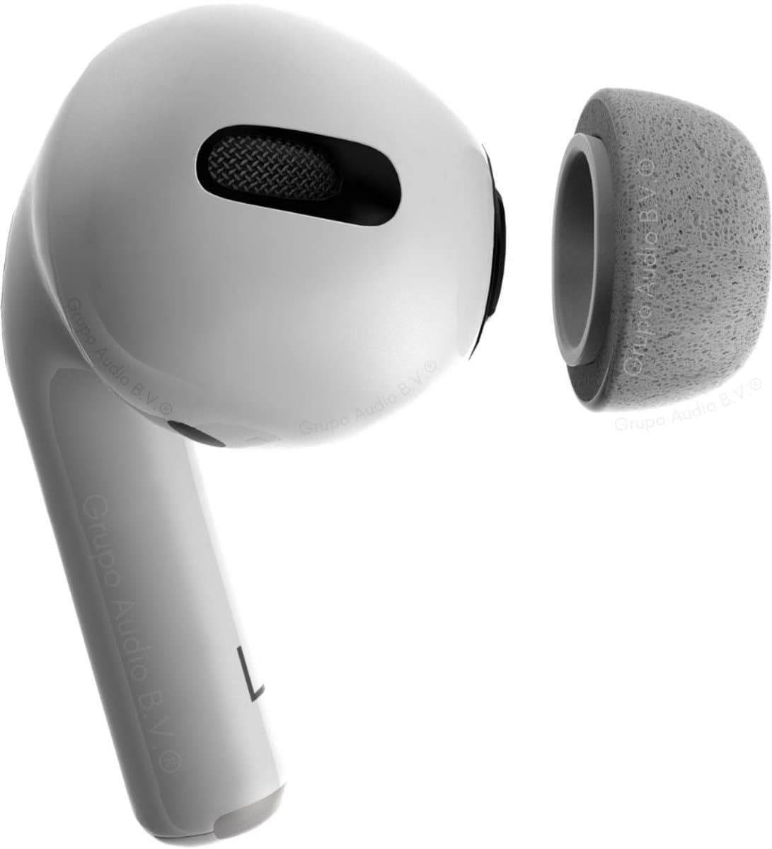 Foam eartips geschikt voor Airpods Pro (2) - licht grijs - 6× Medium - zachte memory foam opzet oortjes - foamigo® — afbeelding 1