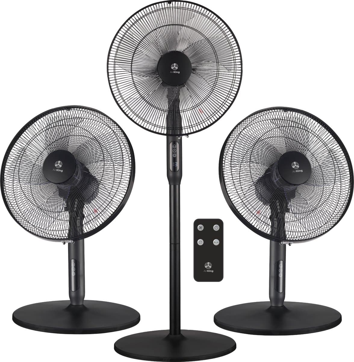 AirKing 3-in-1 Statiefventilator met afstandsbediening – Energie Zuinige Ventilator Staand met 3 Snelheidsstanden - Koelventilator met Timer en Nachtstand voor Optimale Verkoeling - Zwart — afbeelding 1