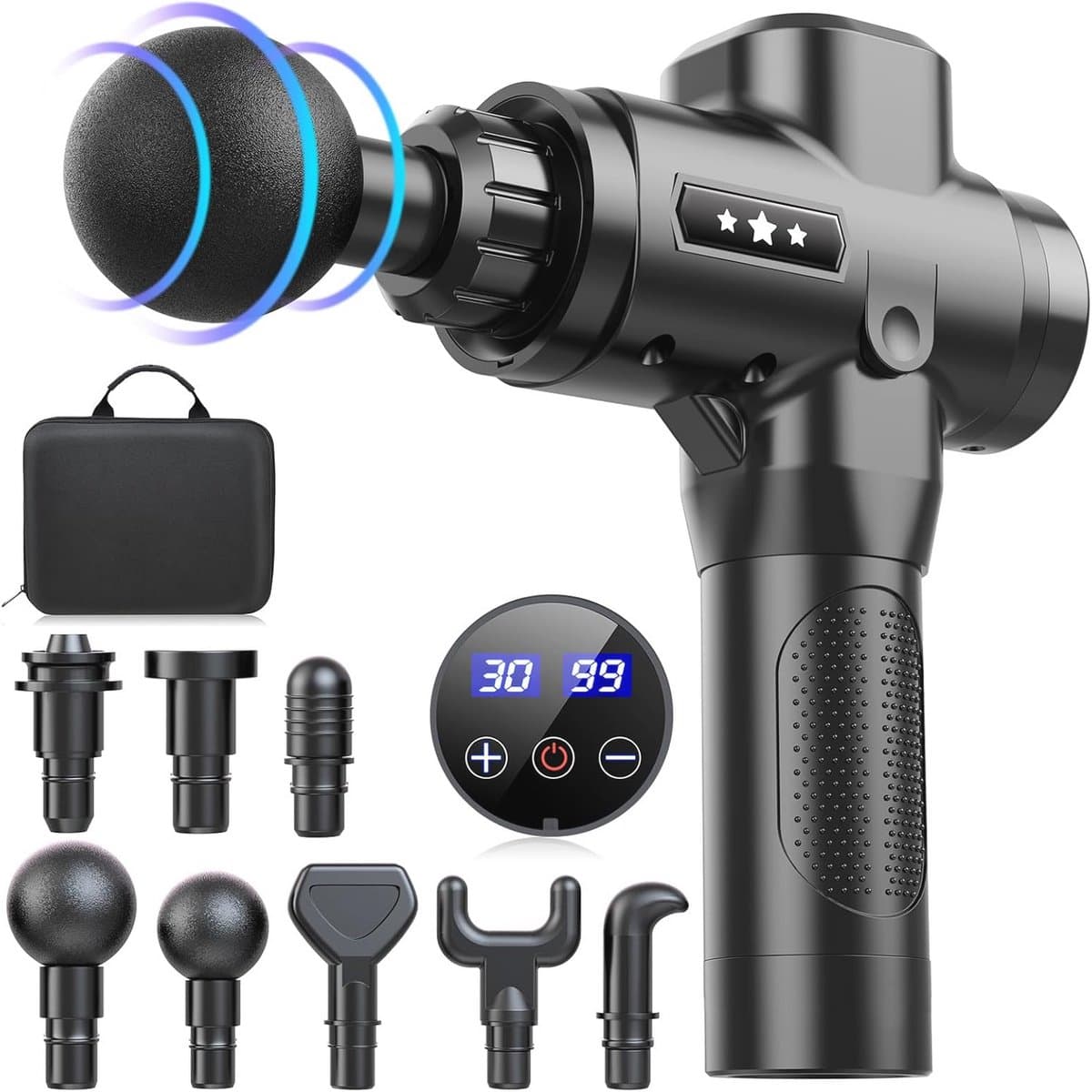 Draagbaar Spiermassagepistool met Diepe Weefselmassage, 30 Snelheden en 8 Massagekoppen – Ontspan en Herstel Spieren Effectief — afbeelding 1
