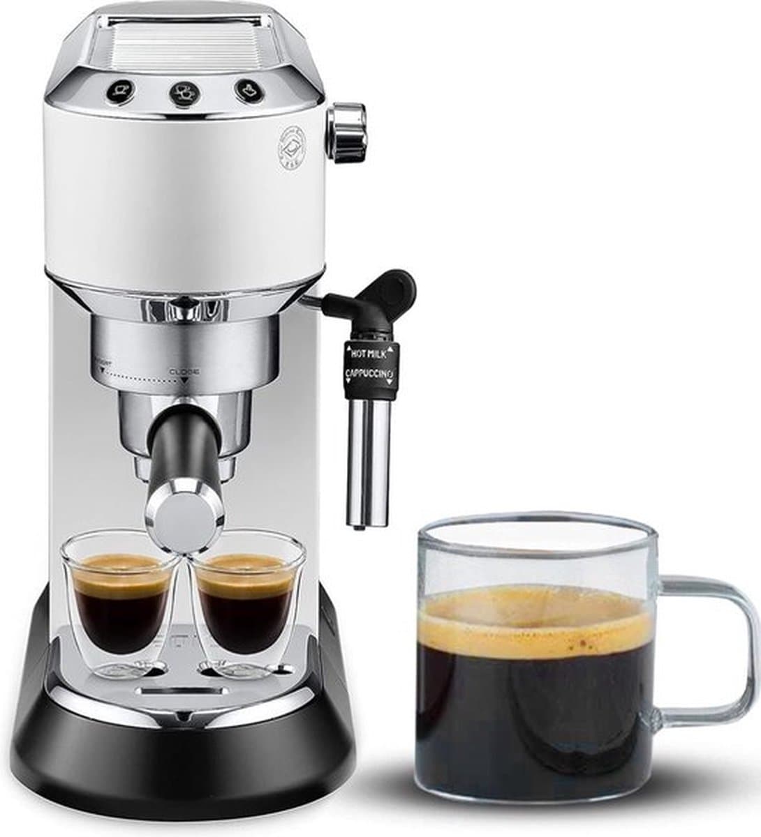 Thuys – Luxe Espressomachine – Koffiezetapparaat – Gemalen Koffie – Italiaanse Stijl – RVS – Klassiek Design – Wit — afbeelding 1