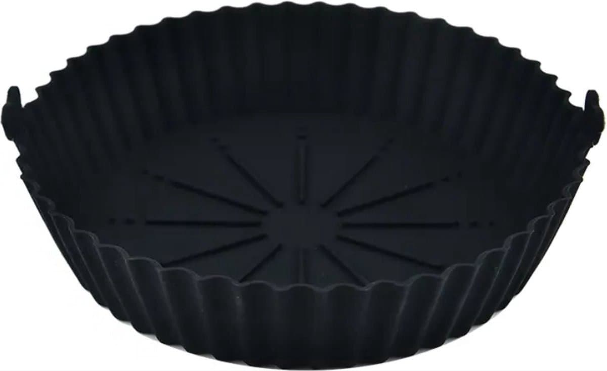 New Age Devi - Luxe Airfryer Siliconen Bakje - Heteluchtfriteuse Accessoires - Airfryer Accessoires - 20CM - Zwart — afbeelding 1