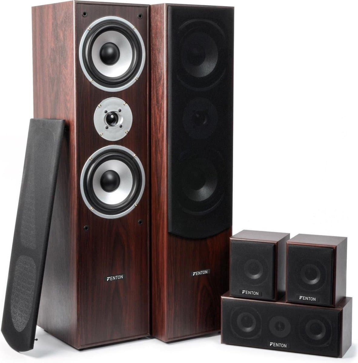 Surround set home cinema 5.0 - Fenton 1150 Watt - Complete set met 5 speakers - Walnoot — afbeelding 1