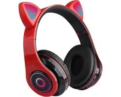 kinder koptelefoon kitty cat met led oortjes rood