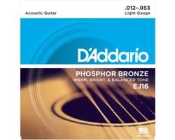 D'Addario akoestische gitaar snaren EJ16 Phosphor Bronze Light 12-53