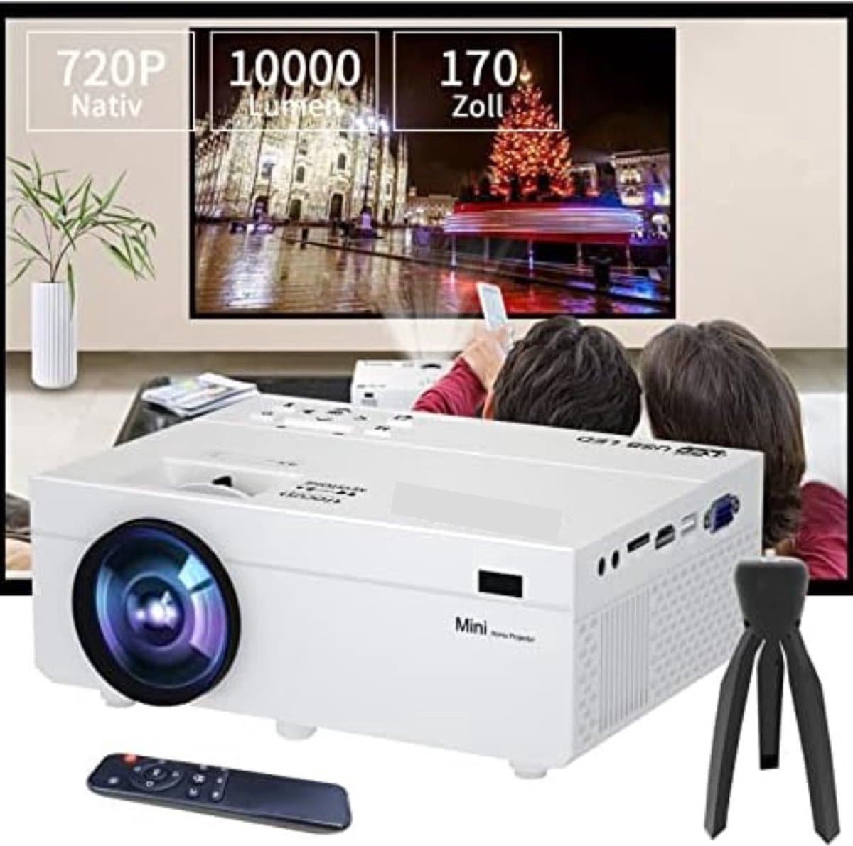 Mini beamer - Mini projector - Mini beamer smartphone - Wit — afbeelding 1