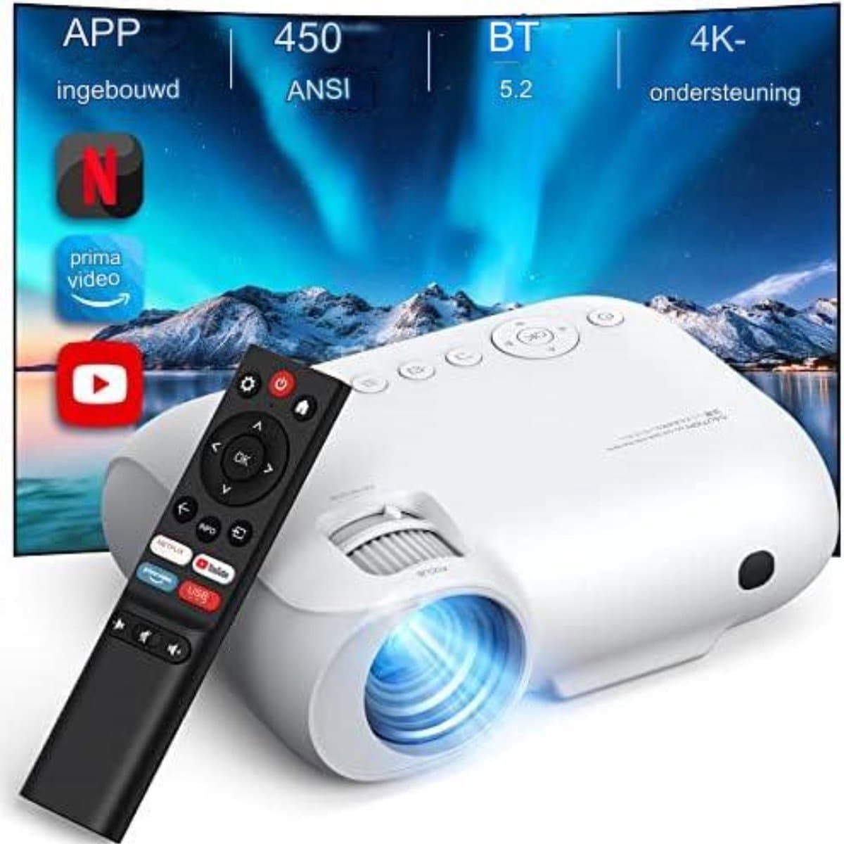 Mini beamer - Mini projector - Mini beamer smartphone - Mini beamer met wifi en bluetooth - Wit — afbeelding 1
