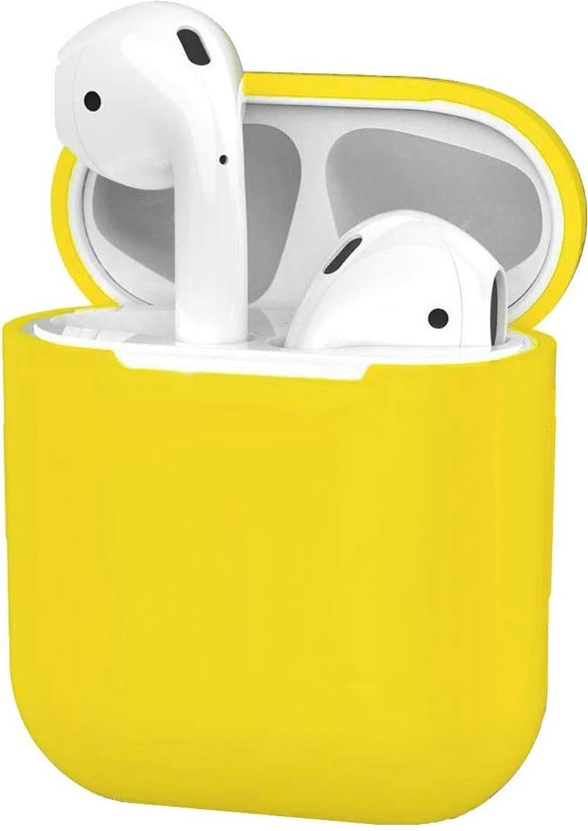 Hoesje - Geschikt voor Apple Airpods 2 - Siliconen Dun Met Clip - Case Cover - Silicone Hoes - Geel — afbeelding 1