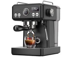 HiBREW H10A Semi Automatisch Espresso Koffiezetapparaat, 19 Bar Druk, Melkopschuimer, Temperatuur Instelbaar, 350ml Kan - Adamantine Zwart