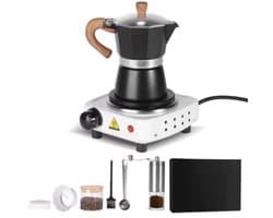 Espresso koffiemaker - Zwart - Percolator - Moka pot - Met Koffiemolen - Camping en thuisgebruik