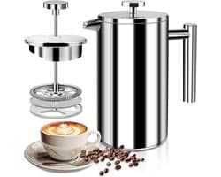 Stainless Steel Coffee Maker, 350 ml, High Quality French Press, Double Wall Insulated System with Two Layer Construction, Large Capacity, Ideal for Giving As a Gift to-2025 Nieuw