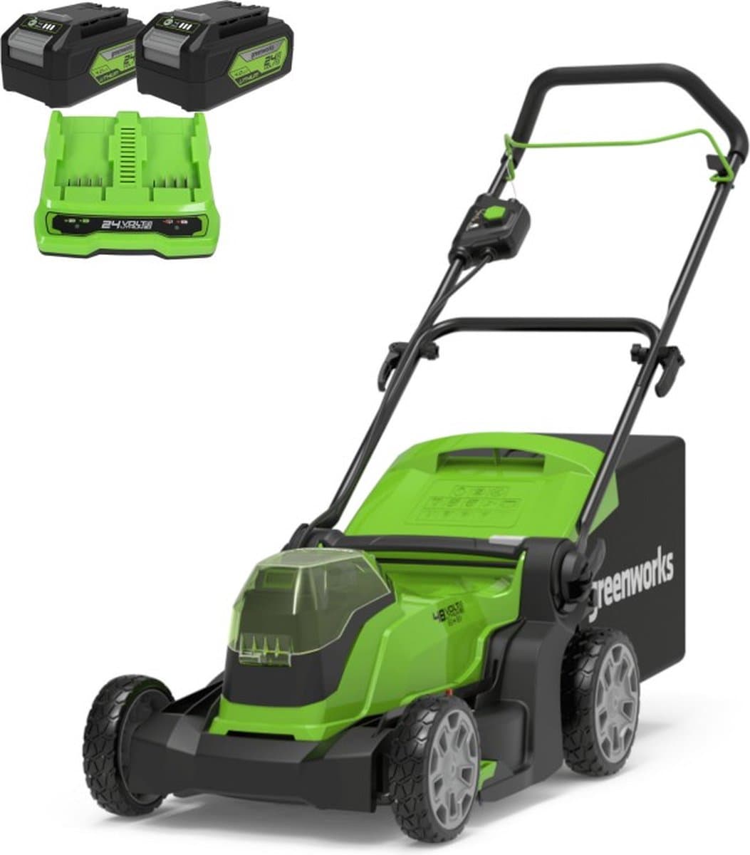 Greenworks G24X2LM41K4X - 48 VOLT (2X24 VOLT) ACCU MAAIER MET 2 ACCU'S EN OPLADER — afbeelding 1