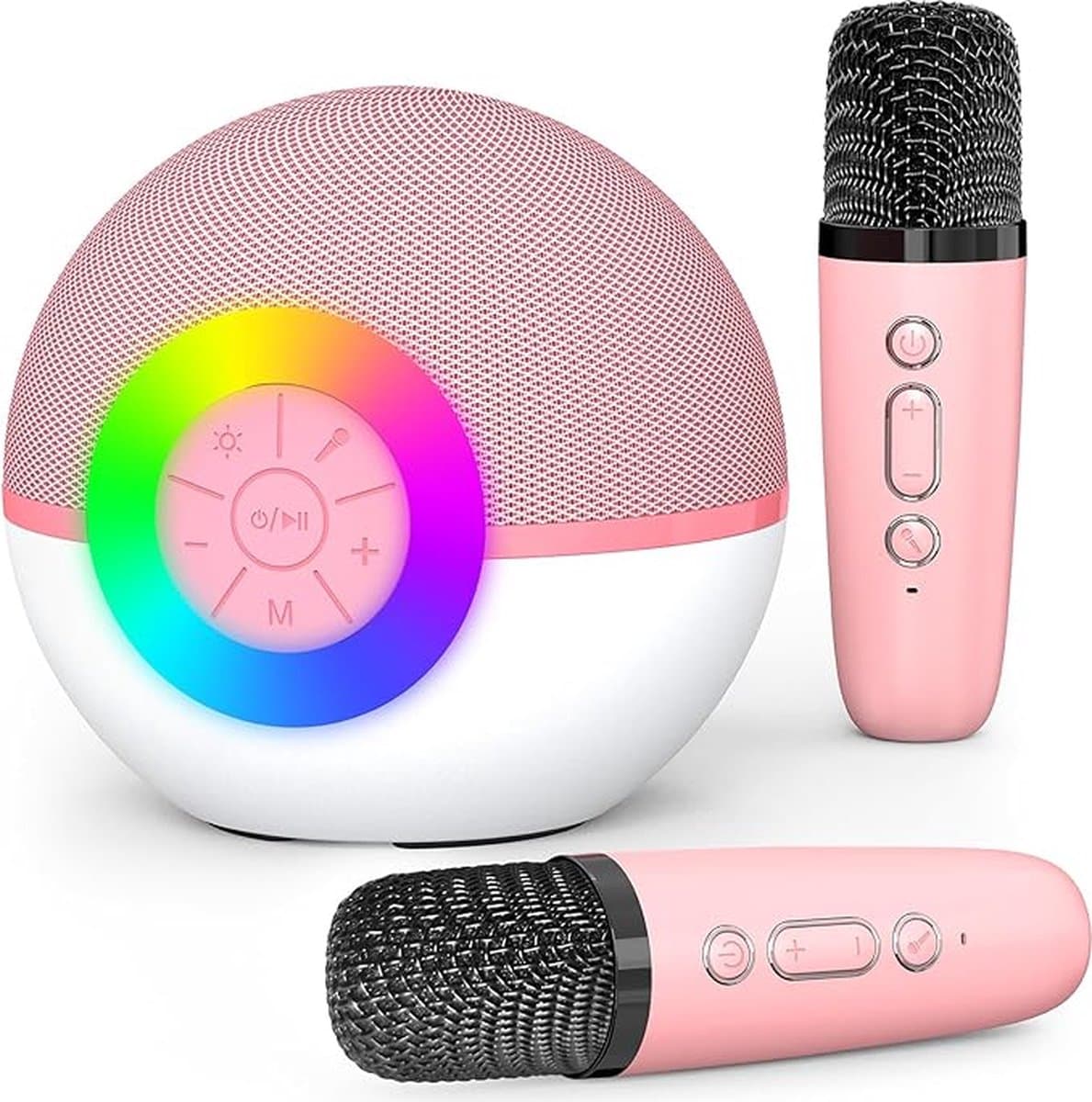 Karaoke Set - Kinderen - 2 Microfoons - Bluetooth - Lichtshow - Roze — afbeelding 1