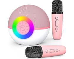 Karaoke Set - Kinderen - 2 Microfoons - Bluetooth - Lichtshow - Roze
