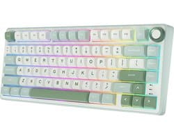 Royal Kludge RKR75 - RGB Mechanisch Gaming Toetsenbord - Foam Touch - Sky Cyan - USB - Hot Swappable Switch - Silver Switches - Inclusief Stofkap