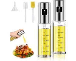 Olieverstuiver voor koken, 2-Stuks olijfolieverstuiver, olieverstuiver voor keuken, draagbare keukengadget voor airfryer, bakken, salade, grillen, braden, olijfolie-dispenserset