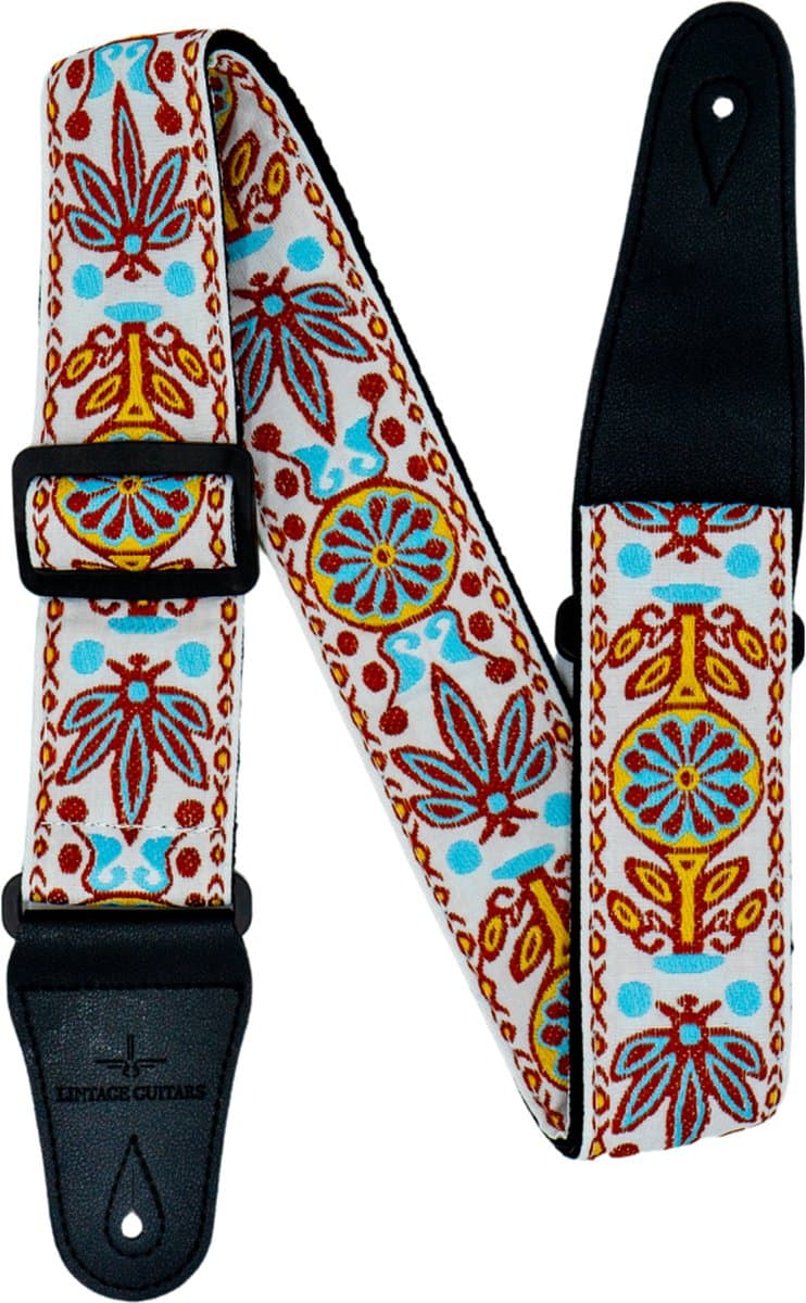 Premium gitaarriem - Gitaarband - Verstelbare gitaarband akoestisch Gitaar - gitaarband elektrische gitaar - Model 5 - White — afbeelding 1