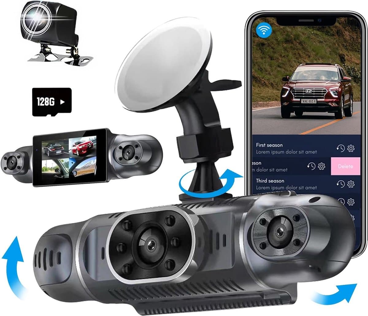 Lexium Dashcam voor auto - Dashcam - Dashcam voor auto voor en achter - Dashcam voor en achter - Dashcam voor en achter draadloos - Dual dashcam — afbeelding 1
