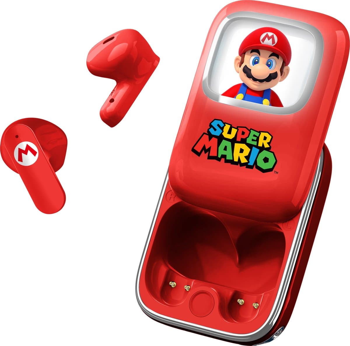 Super Mario - draadloze oordopjes - schuifdisplay met LED verlichting - met oplaadcase - touch control - lange batterijduur — afbeelding 1