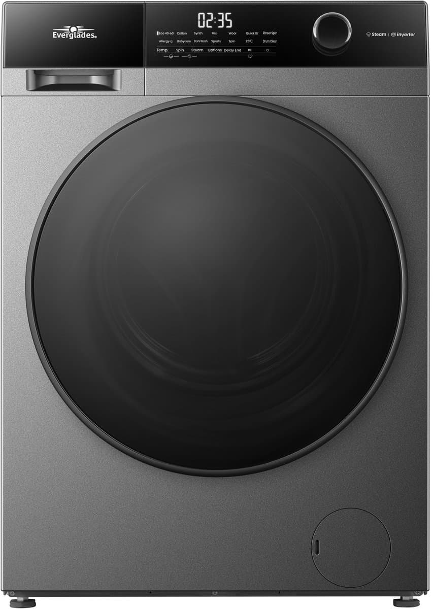 Everglades EVWM121422AG - Wasmachine 12KG - Titanium Gray - Energieklasse A-20% - Stoomfuncties - 15 Programma's - 5 Jaar Garantie — afbeelding 1