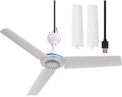 Plafondventilator - Mini Plafondventilator - Stille Ventilator - USB Aangedreven - Geschikt voor Reizen en Kamperen - Wit