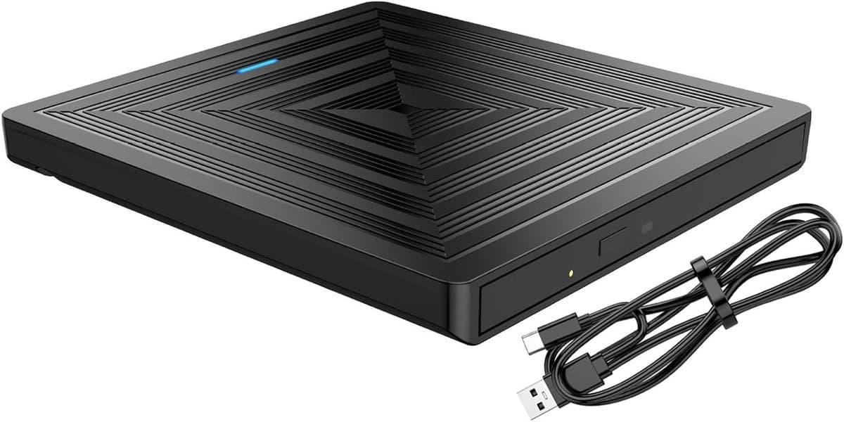 Externe DVD Brander - USB DVD Station - Data Back-up - Schokabsorberend Ontwerp - 15.4 x 14.3 x 1.5 cm — afbeelding 1
