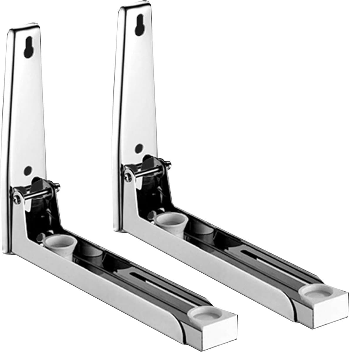Wandhouder voor microgolfovenrek, 2 stuks, verstelbaar, opvouwbaar, gepolijst, roestvrij staal, sterke belasting, universele antislip houder voor magnetron, voor thuiskeuken — afbeelding 1