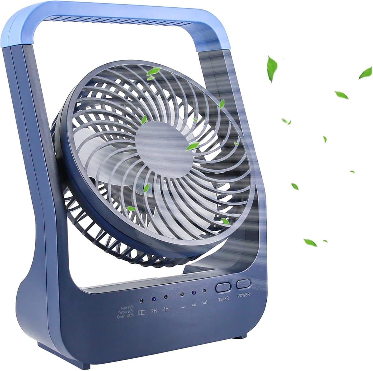 Tafelventilator Oplaadbaar - 20000 mAh - 3 Snelheden - Stil - 180° Draaibaar - Met Timer - Blauw — afbeelding 1