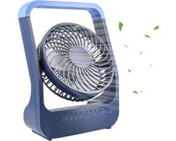 Tafelventilator Oplaadbaar - 20000 mAh - 3 Snelheden - Stil - 180° Draaibaar - Met Timer - Blauw