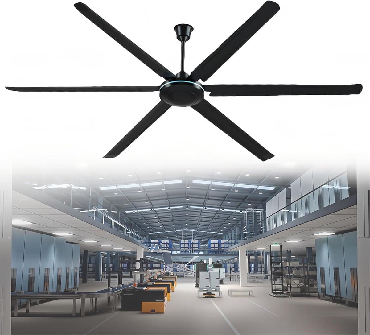 Plafondventilator - Industriële ventilator - Ruimte Koelen - Zonder Verlichting - 200 cm - Wit — afbeelding 1