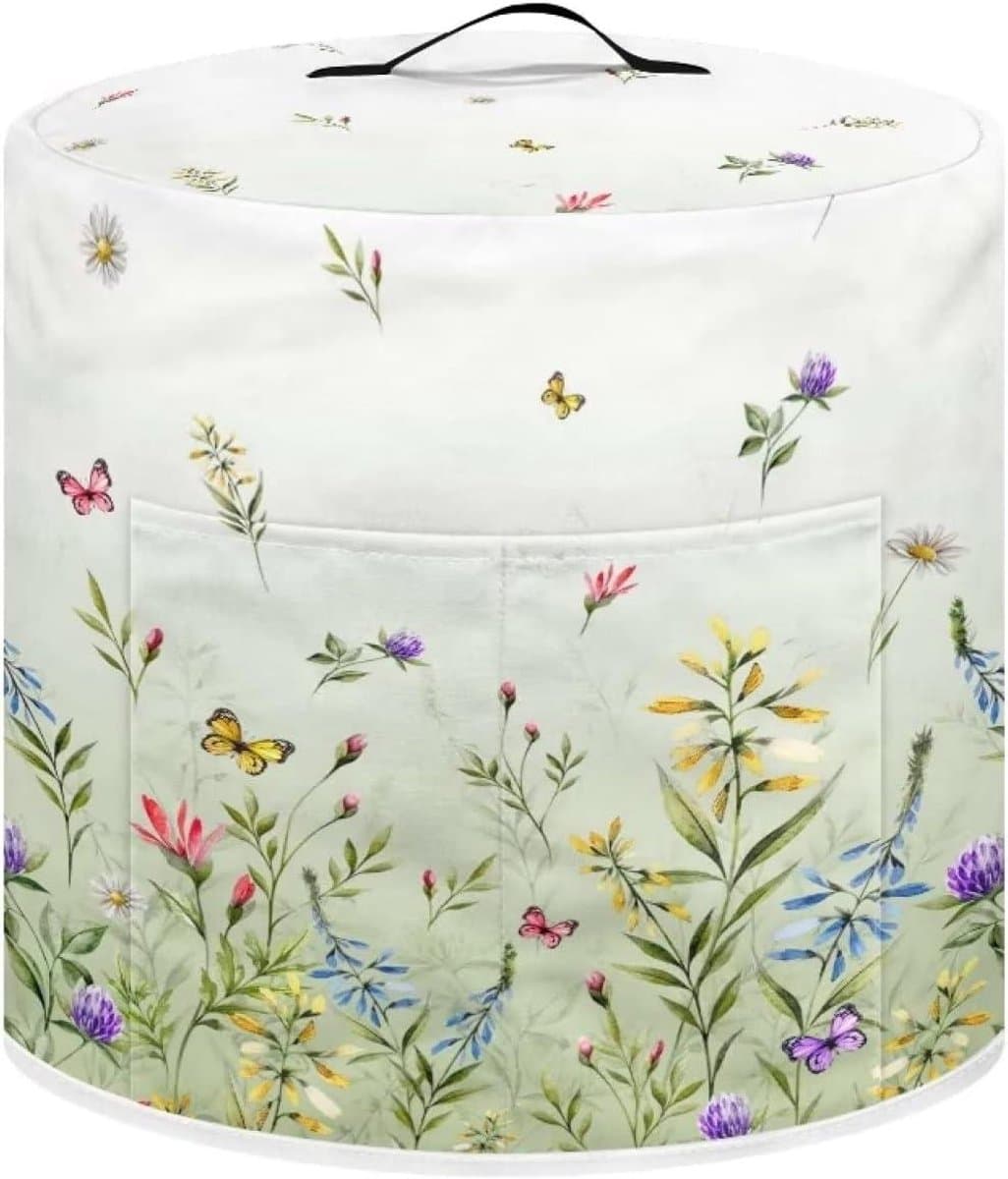 Dust Cover for 8 Quart Instant Pot and Extra Accessories, Dustproof, Easy to Clean Pressure Cooker Cover Electric Device Cover Air Fryer Accessories with Storage Compartment, Flowers Green — afbeelding 1