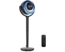 Auronic Statiefventilator - Staande Tafel en Vloerventilator - 12 Standen en Timer - Luchtkoeler - Stil - Met Afstandsbediening en Display - Fan - Zwart