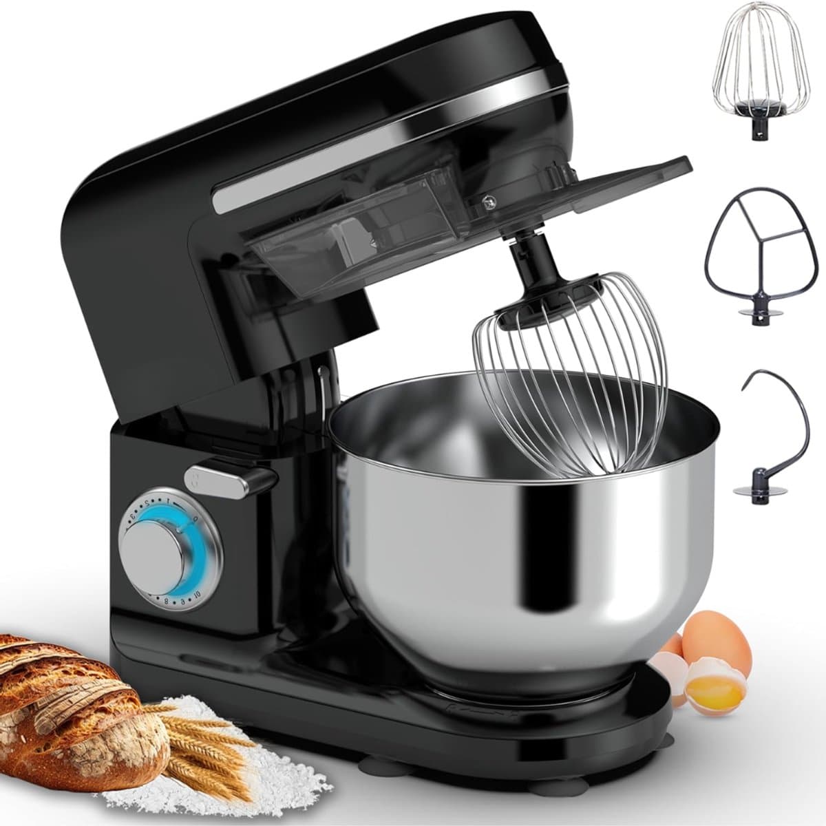 YOR® Mixer met mengkom - Mixer - Mixer met mengkom keukenmachine - Zwart - 37cm x 24cm x 32cm; 4.4 kg — afbeelding 1