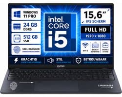 GMR Laptop 15.6 Inch Full HD IPS Scherm | Intel Core i5 | 24GB DDR5 RAM | 512GB SSD | Windows 11 Pro | Zakelijke Laptop | Werk Laptop | Studenten Laptop | Thuiswerk Laptop | Office Laptop | Kantoor Laptop