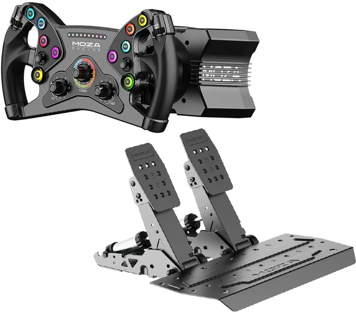 MOZA R9 V3 Wheel Base + KS Steering Wheel + SR-P2 Pedals - 9 Nm Direct Drive Sim Racing Bundle - PC — afbeelding 1