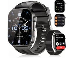 Synyq Axis GPS Smartwatch Dames en Heren - 2 Bandjes - Waterdicht - Belfunctie - Stappenteller - Hartslagmeter - Slaapmonitor - Multisport - Geschikt voor Android en iOS - Zwart