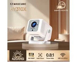 Magcubic X7 Mini Beamer - 8K support – Full HD 1080P Projector – WiFi 6 & Bluetooth 5.4 – Auto Focus & Keystone – Smart Android Beamer voor Thuisbioscoop & Outdoor