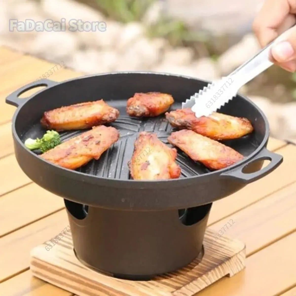 Linkforu - Japanse Mini Kachel – Grill – BBQ - Mini-Barbecue - Barbecuegrill – Houtskool – Draagbaar - Anti Aanbak - 21x13x13 cm — afbeelding 1