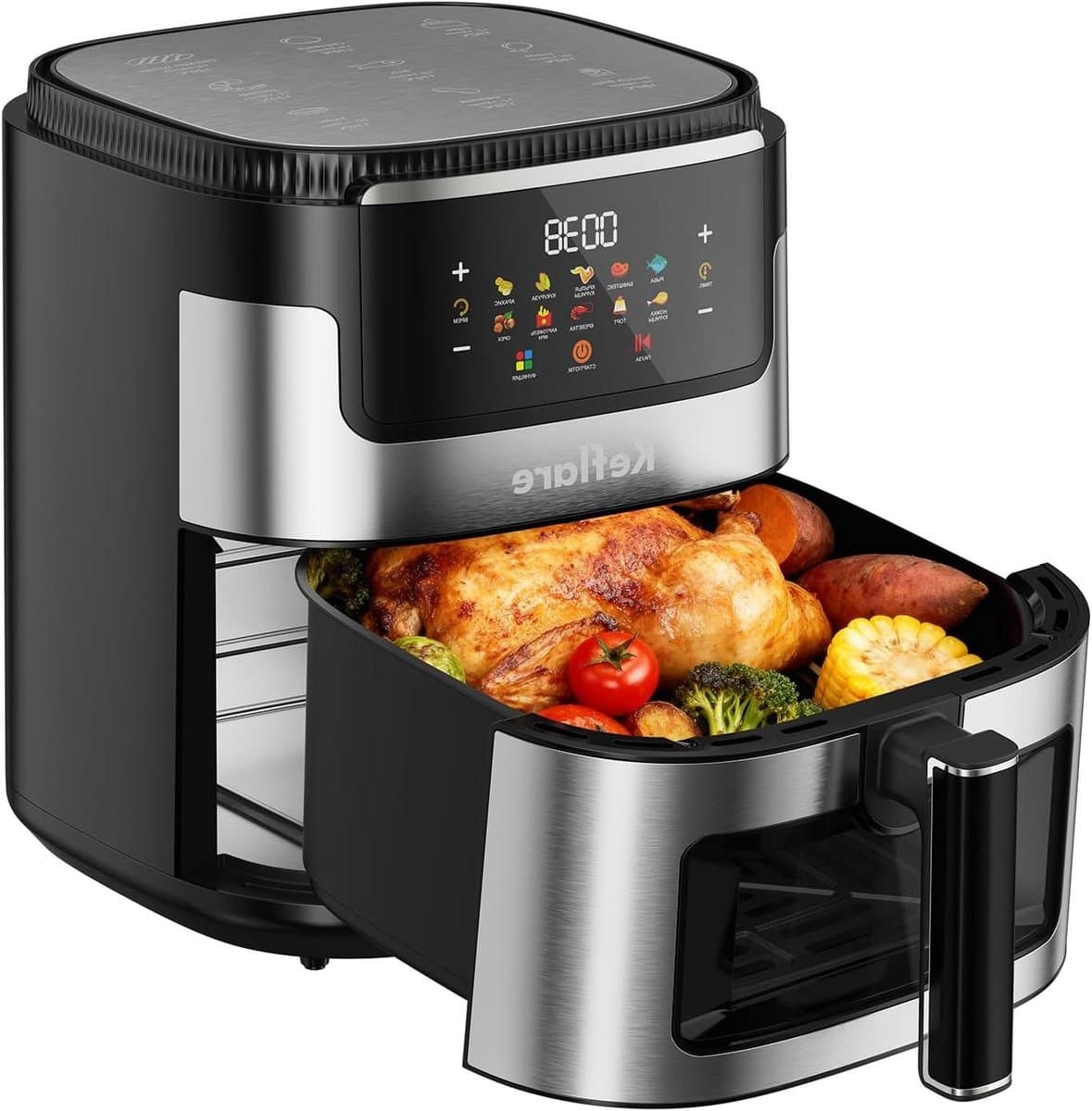 Heteluchtfriteuse Oven - Airfryer Groot - Gezond Frituren - 10 Liter Inhoud - 2100 Watt - Zwart — afbeelding 1