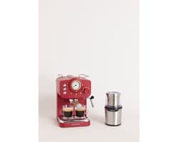 CREATE - Pack THERA RETRO Express-koffiezetapparaat + MILL PRO koffie- en kruidenmolen - Rood
