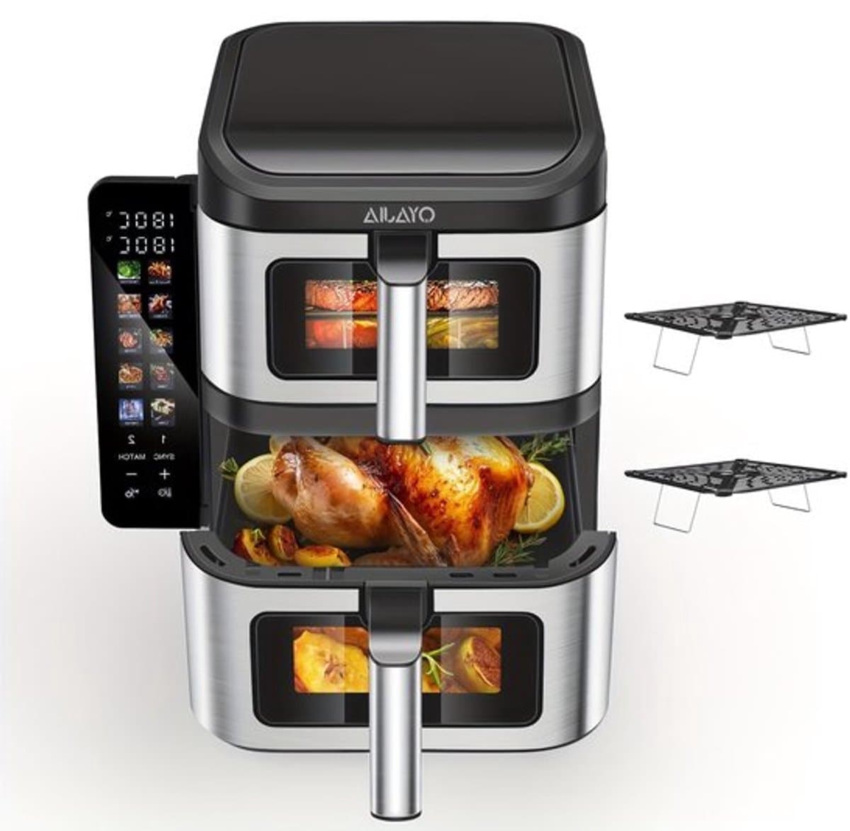 Heteluchtfriteuse – Airfryer – Friteuse – Luchtfriteuse – Digitale Oven – 11 Liter Capaciteit – Dubbele Mand met Cook & Sync Systeem — afbeelding 1