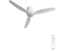 CREATE - Stille plafondventilator 40W Ø132 cm 100% hout - Wit - WIND CALM SLIM LIGHT