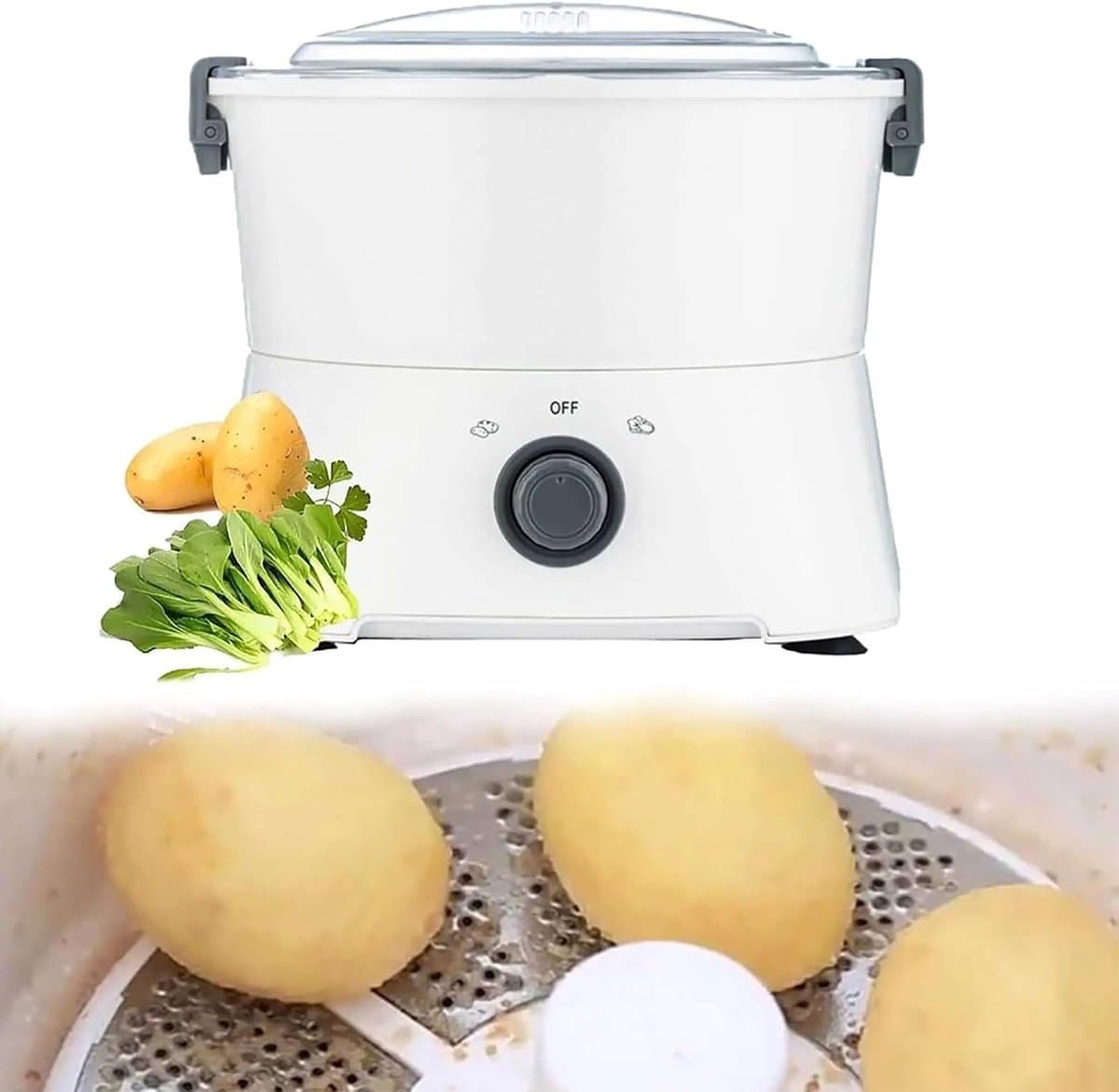Elektrische Aardappelschiller - Automatische Schilmachine - Snel Groenten Schillen - Eén Knop Bediening - 1 kg in 3 min - Wit — afbeelding 1